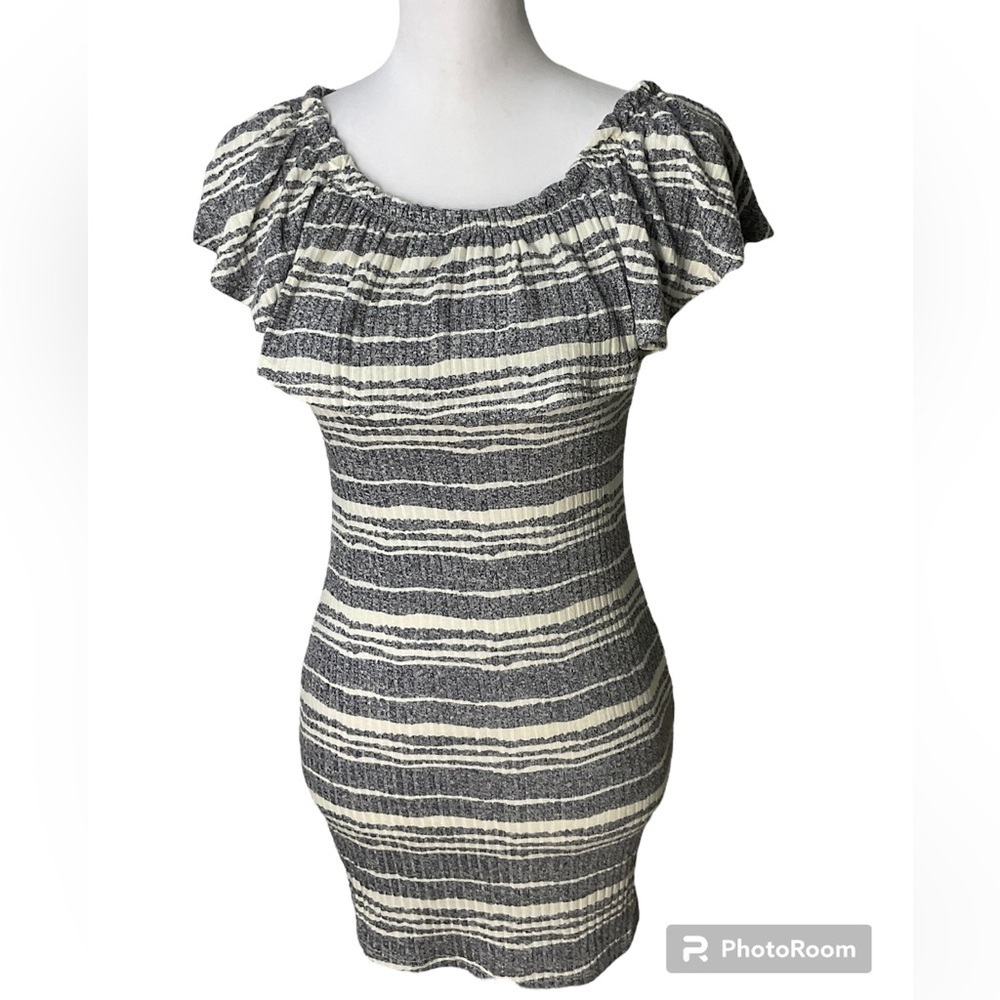 Sadie And Sage Women Blue White Striped Off The Shoulder Summer Dress Size S